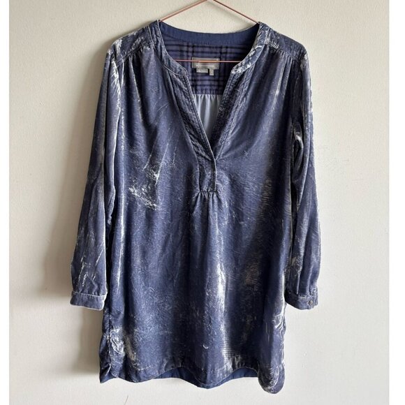 Anthropologie Womens 3/4 Sleeve Velvet Oversize Dress Gray Blue Size Small - Picture 1 of 11